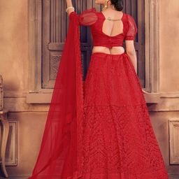 KALINI Embroidered Thread Work Semi-Stitched Lehenga & Unstitched Blouse With Dupatta image 2