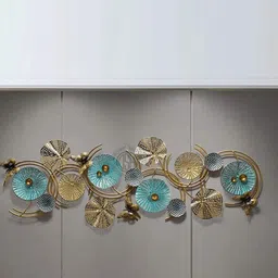 DSH Crafting Your Curiosity Blue & Metallic-Toned Lotus Leaves Metal Wall Decor-38