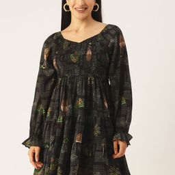 Moda Rapido Floral Print Bishop Sleeve Georgette A-Line Dress-image-59