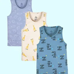 KiddoPanti Boys Pack Of 3 Basic Innerwear Vests SS25BVT007-Dusty Blue /Beige /Power Blue-image-69
