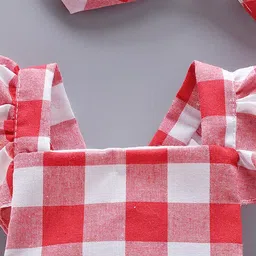 YK Girls Checked Pure Cotton Bodysuit-image-45