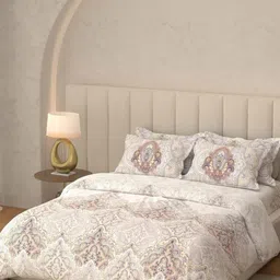 BOMBAY DYEING White & Brown Floral 400 TC Bedsheet with 4 Pillow Covers-picture-31