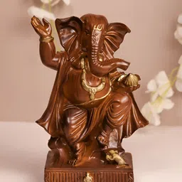 Art Street Brown & Gold Toned Lord Ganesha Religious Idol Showpiece-image-42