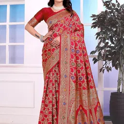 KANOODA Women Ethnic Motifs Woven Design Zari Banarasi Sarees-picture-44