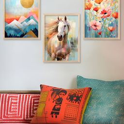 Kotart Brown & Blue 3 Piece Wood Abstract Wall Paintings-picture-8