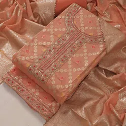 TAVAS Ethnic Motifs Woven Design Zari Unstitched Dress Material-image-99