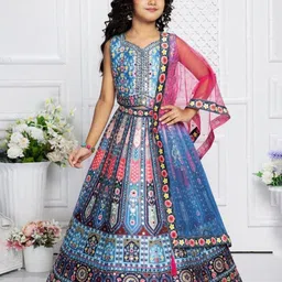 NKV Girls Printed Ready to Wear Lehenga & Blouse With Dupatta-image-28