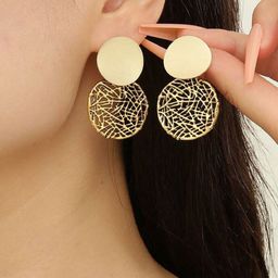 COLOUR OUR DREAMS Gold Plated Circular Korean Drop Earrings image 3