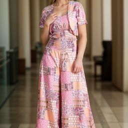 BAESD Printed Round Neck Top With Palazzos Co-Ords-picture-4