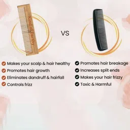 Kind of Earthy Kacchi Neem Comb With Handle- Brown image 5
