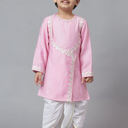 MUDKID Boys Ethnic Motifs Embroidered Angrakha Thread Work Kurta with Dhoti Pants-image-20