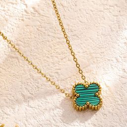 DIVASTRI Clover Stainless Steel Gold-Plated Floral Anti-Tarnish Pendants With Chains-29