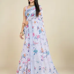 SHANVIKA Women Floral Linen Cotton Saree-10