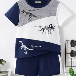 INCLUD Boys Dinosaur Printed Short Sleeves T-shirt With Shorts-picture-43