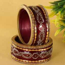 ZULKA Set Of 10 Zircon Diamond Studded Bangles-3
