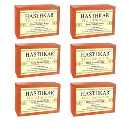 Hasthkar Set of 6 Handmade Rose Sandal Soap with Glycerin & Coconut Oil - 125 g Each-48