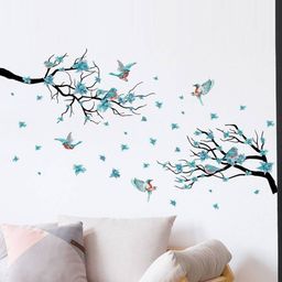 Jaamso Royals Blue & Black Branches & Birds-Printed Self-Adhesive Waterproof Wall Stickers-image-25