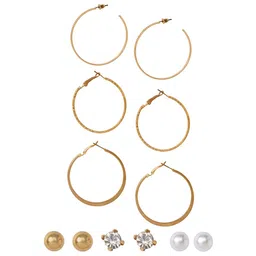 FabAlley White Contemporary Hoop Earrings-9