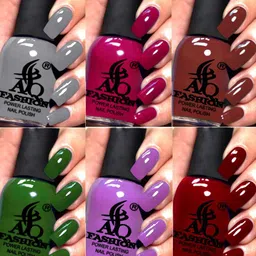 AQ FASHION Power Lasting Set Of 6 Quick Dry Glossy Nail Polish - 9 ml Each-image-108