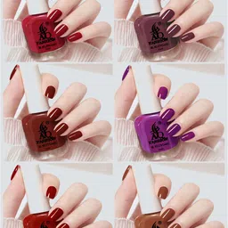 AQ FASHION Set Of 6 Glossy Quick Dry Nail Polish - 7 ml Each-image-80