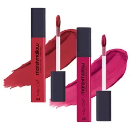 ME-ON Set Of 2 Marshmallow Long Lasting Lip Mousse -6ml Each - Scarlett Red 04-Fuchsia 06 image 1