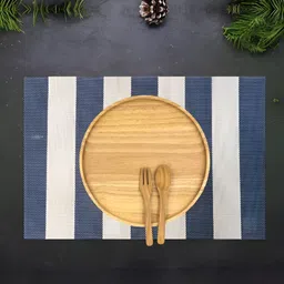 UniKart Blue & White 6 Pieces Striped Anti-Slip Rectangle Table Placemats-image-19