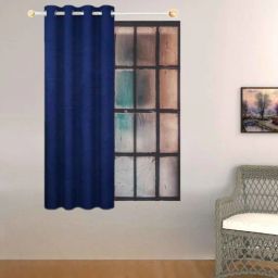 the conversion Blue Premium Jute Solid 5ft Light Filtering Eyelet Window Curtain (1 Pc)-picture-48