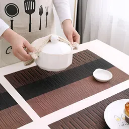 UniKart Brown & Black6 Pieces  Woven-Design Anti-Wrinkle Table Placemats-11