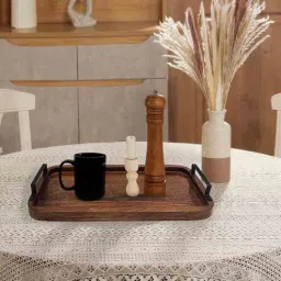 Metalsmith Wooden Serving Tray With Handle To Serve Cookies, Breakfast, Tea And Coffee-picture-40