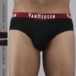 Van Heusen Sport Men Pack of 2 Solid Plush Back Elastic Waistband Briefs 8905482042215-picture-1
