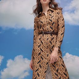 CORSICA Geometric Printed Cuffed Sleeves Shirt Dress-image-68