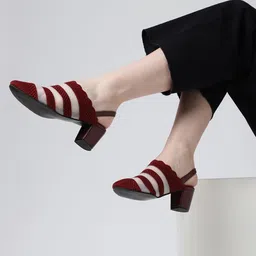 Marc Loire Striped Block Heels Mules-36