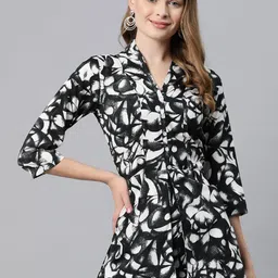 Cottinfab Abstract Print Crepe Longline Top-5