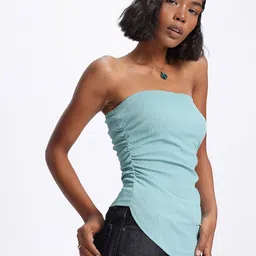 glitchez Ribbed Edge Ruched Tube Top-image-76