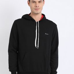 Plutus Men Black Solid Hooded Sweatshirt-image-55