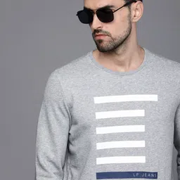 Louis Philippe Jeans Men Grey Striped Sweatshirt-image-62