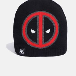 Kook N Keech Unisex Black Reversible Deadpool Self Design Beanie-26