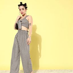 Mast & Harbour Women Printed Sleeveless Crop Top with Printed Palazzo Pants-picture-56
