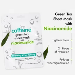 MCaffeine Set of 3 Green Tea Sheet Masks with Vitamin C, Niacinamide & Fruit AHA-20g Each image 3