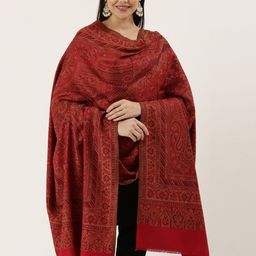 Pashmoda Women Red Woven Design Jamawar Shawl-picture-41