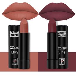 PERPAA Set Of 2 Creamy Matte Bullet Lipstick - 3.5g Each - Caramel 62 - Tan Red 80-45