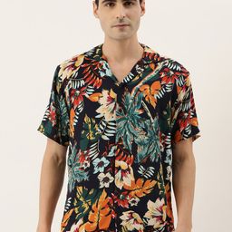 Hancock Men Navy Blue & Blue Regular Fit Printed Casual Shirt-image-88