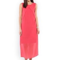 Zima Leto Women Peach-Coloured Solid Maxi Dress-image-66