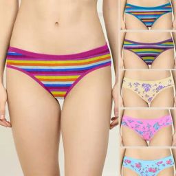 AROUSY Pink & Blue Printed Bikini Panties - Pack Of 6-image-106