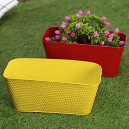 green girgit Set Of 2 Red & Yellow Textured Planters-30