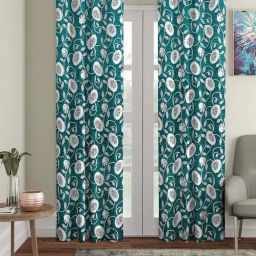 Klotthe Green & Grey Cotton 7 ft. Door Curtains - Set of 2-19