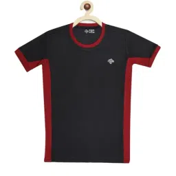 Chimprala Kids Black & Maroon Solid T-Shirt-image-86