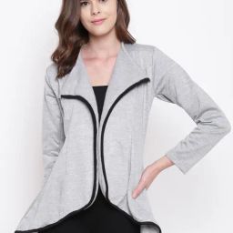 Belle Fille Grey & Black Textured Jacket-image-39