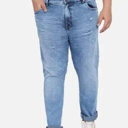 John Pride Blue Plus Size Distressed Jeans-image-28