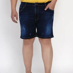 John Pride Navy Blue Cotton Plus Size Shorts-image-28